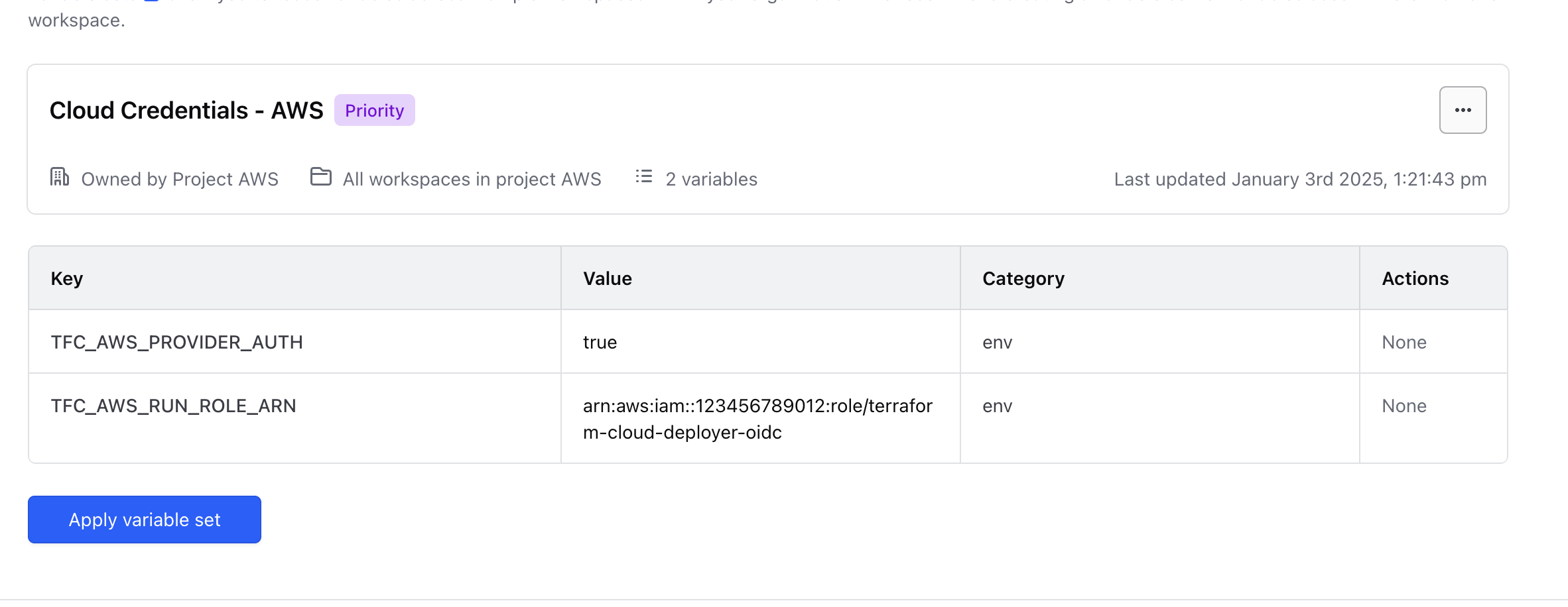 Variable Set - Final Example